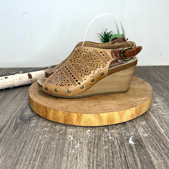 Pikolinos | Benissa Perforated Leather Wedge Peep Toe Sling Back Sandals Size 39 - Picture 2 of 12